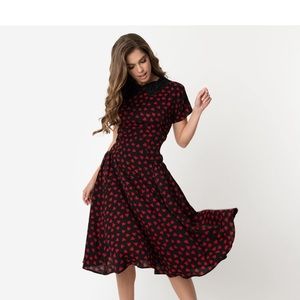 Unique Vintage Black & Red Heart Dress